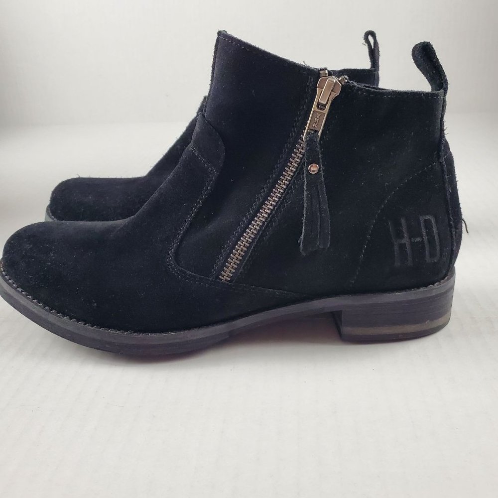 Harley-Davidson Women's Melita Black Suede Zip Motorcycle Ankle Boots Size US 8